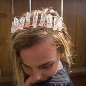 Copper & Gold Wirewrapped Quartz Crystal Crown 👑