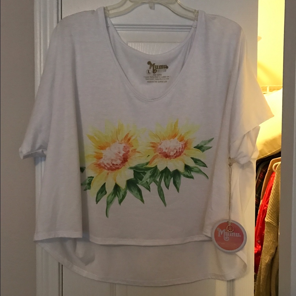 Mumu sunflower crop top sz L