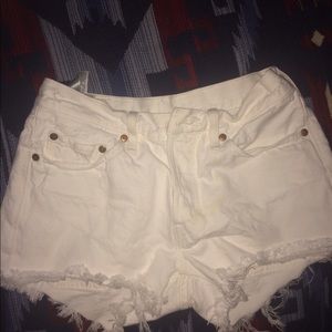 White Cutoff Levi Strauss Shorts