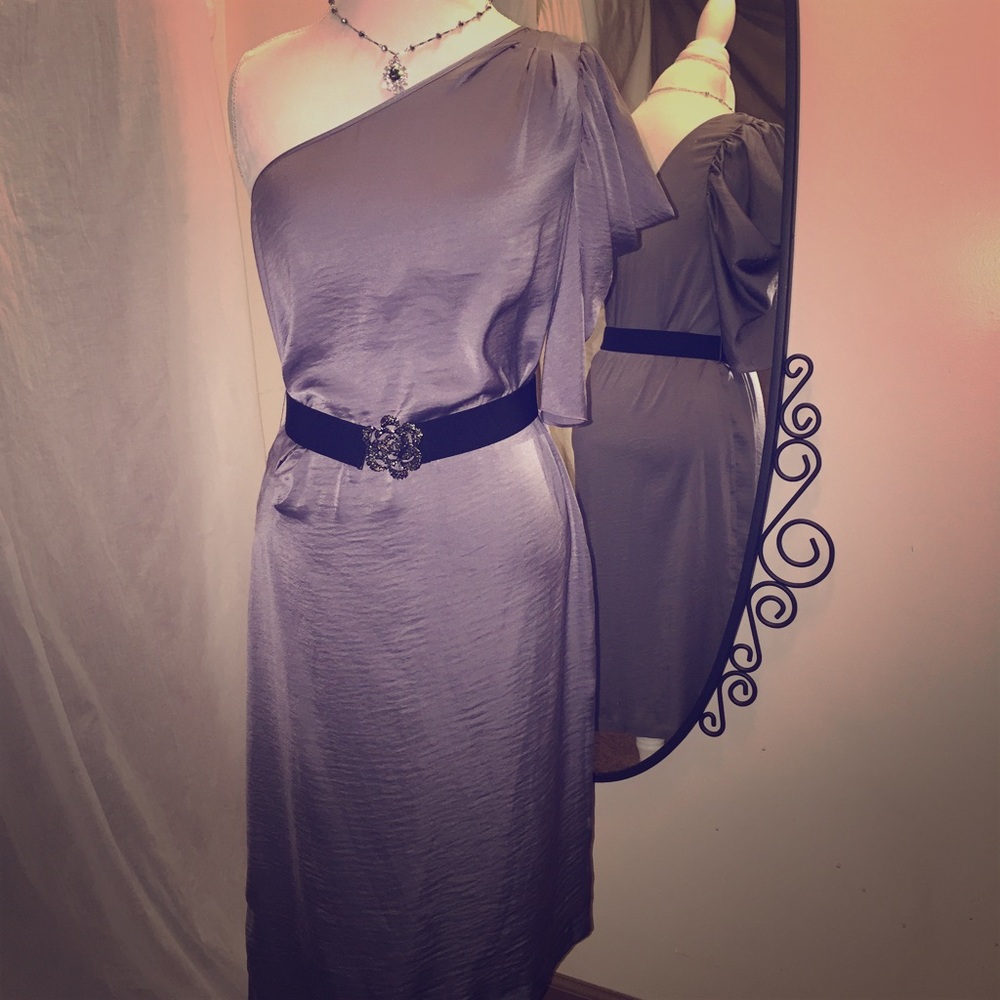 BCBGMaxazria silk one shoulder dress.