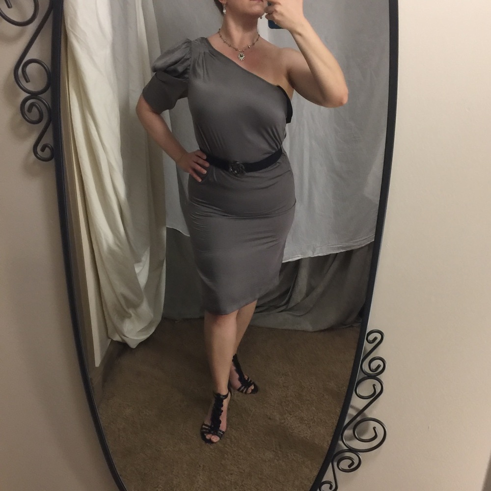BCBGMaxazria silk one shoulder dress. - Picture 5 of 7