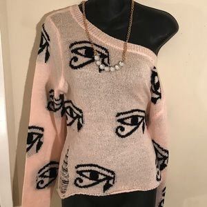 Light -Pink Sweater with Black Egyptian Symbol