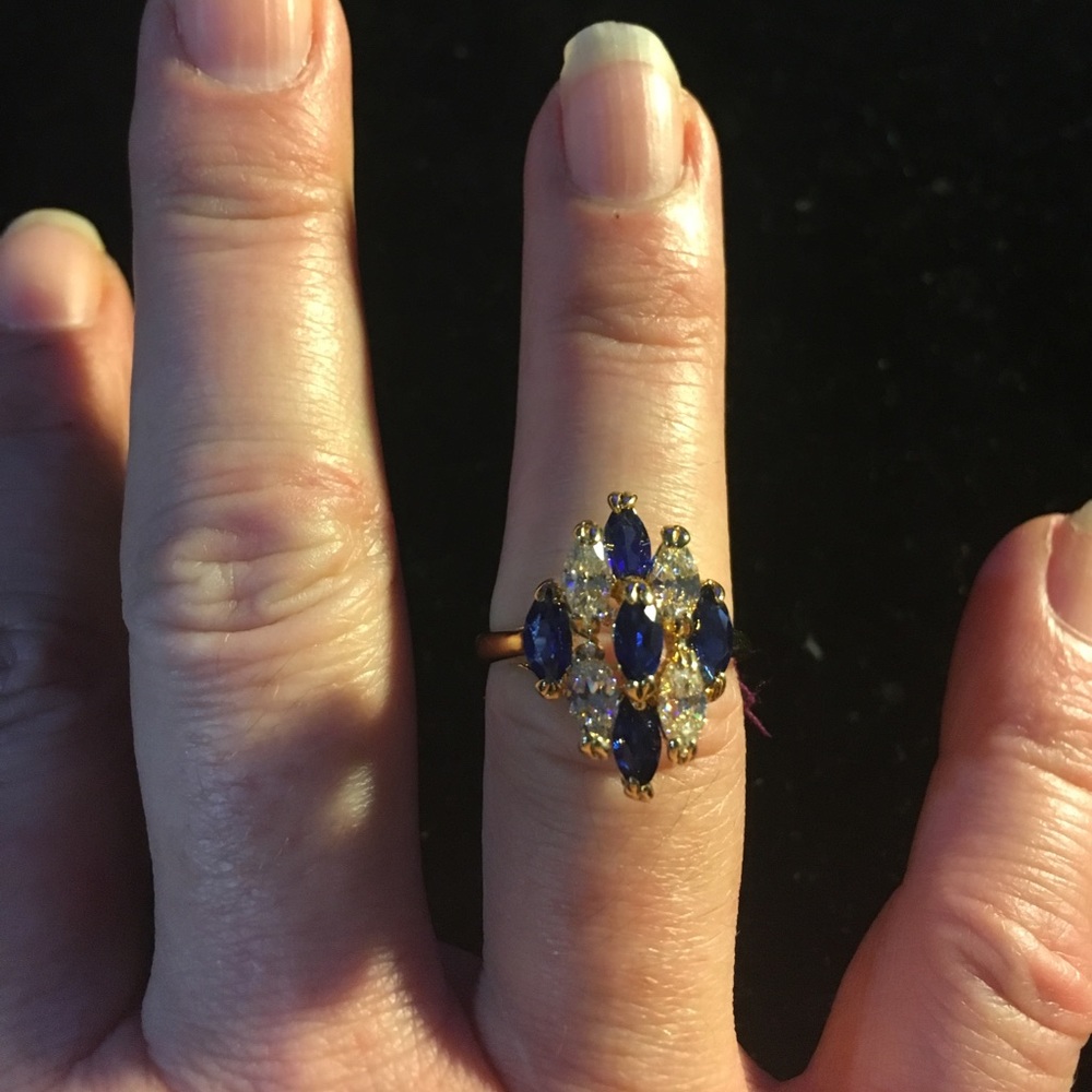 GF Lind Blue Quartz CZ Cocktail 3.2g Ring