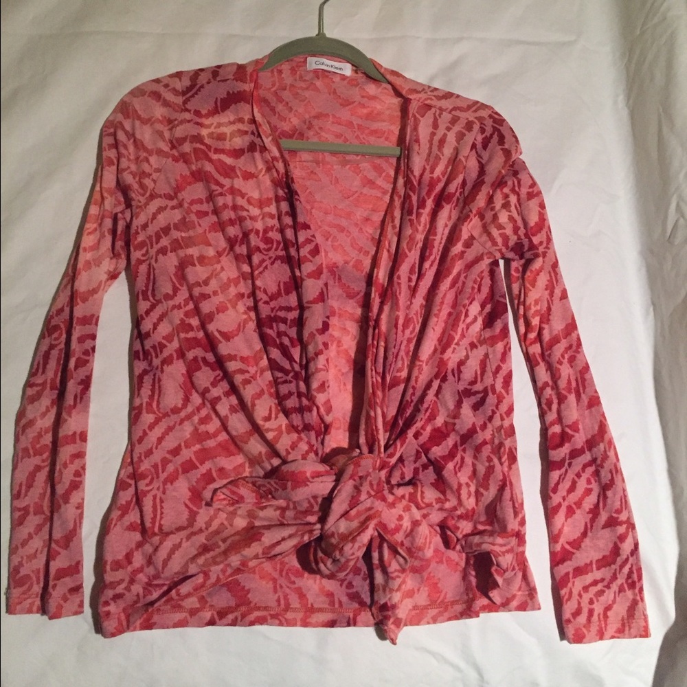 Coral print burnout flyaway Cardigan