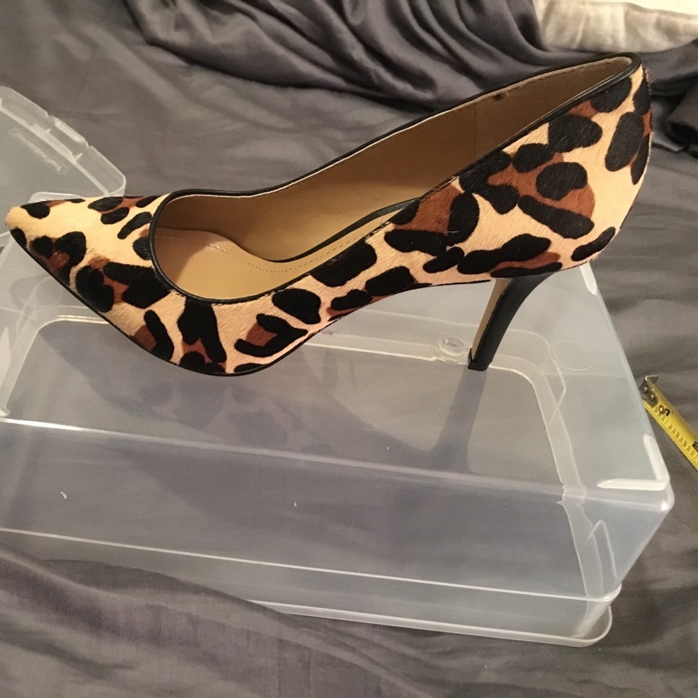 Leopard pointy toed pump