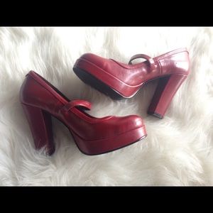 90s Style Chunky Red Mary Janes