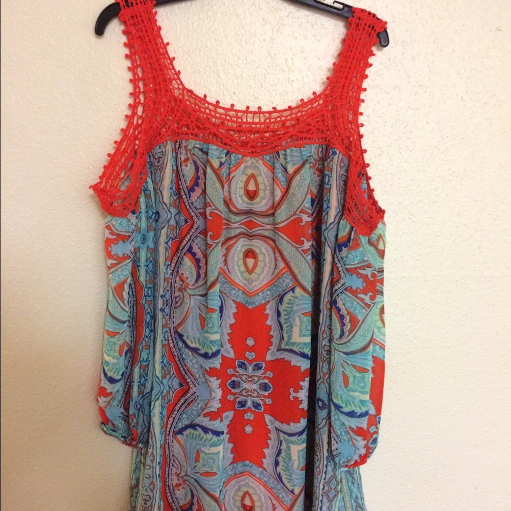 Vibrant cold shoulder dress