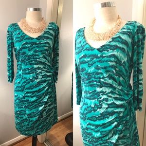 Diane von furstenberg silk green side tie dress