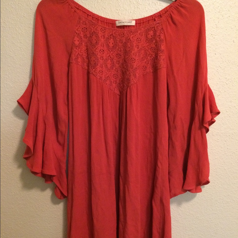 Off shoulder flared sleeve dress