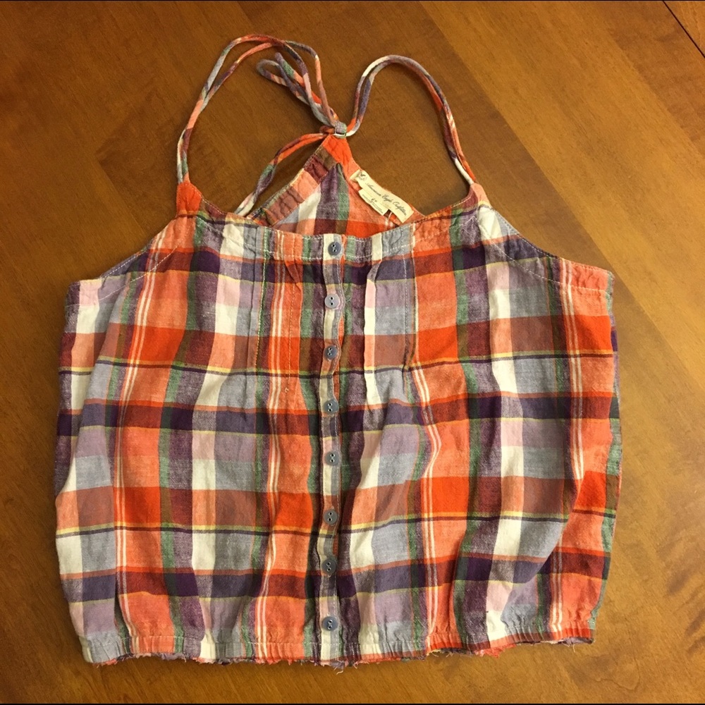 American Eagle plaid cropped summer top