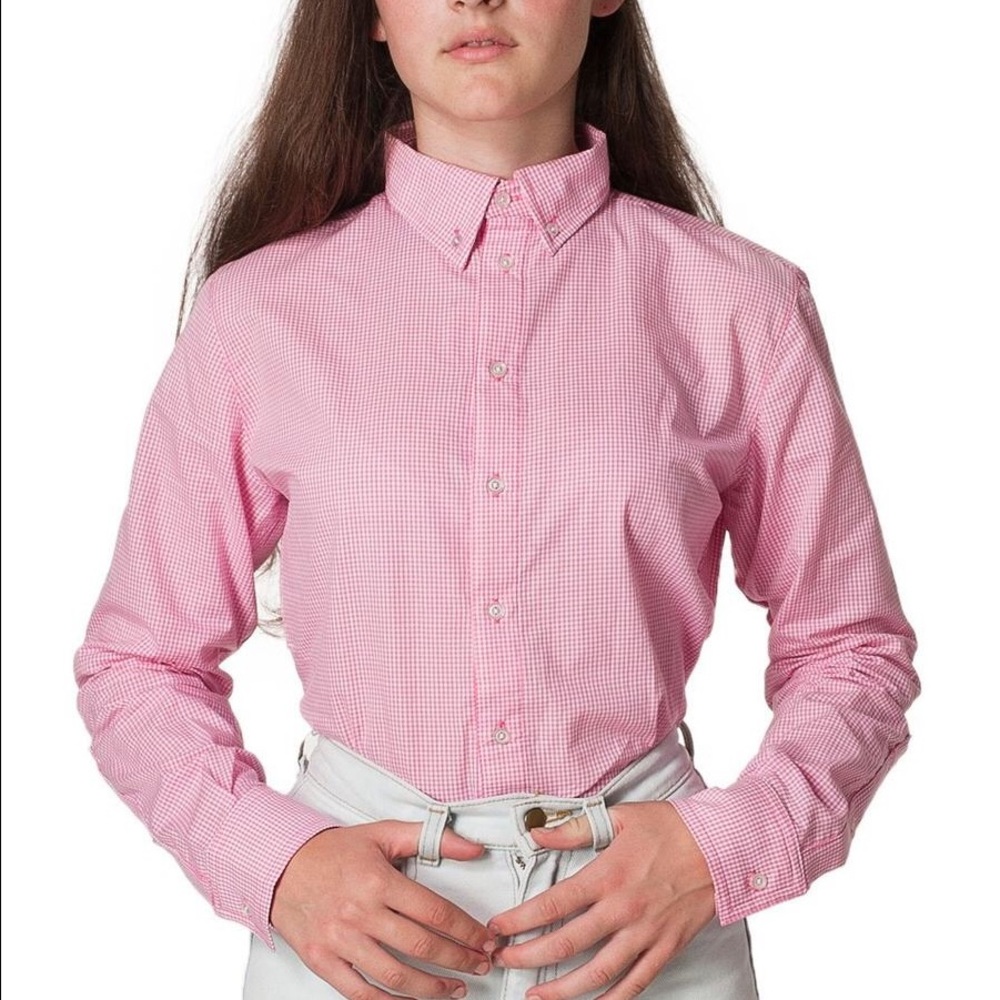 American Apparel Unisex Gingham Button Down Shirt