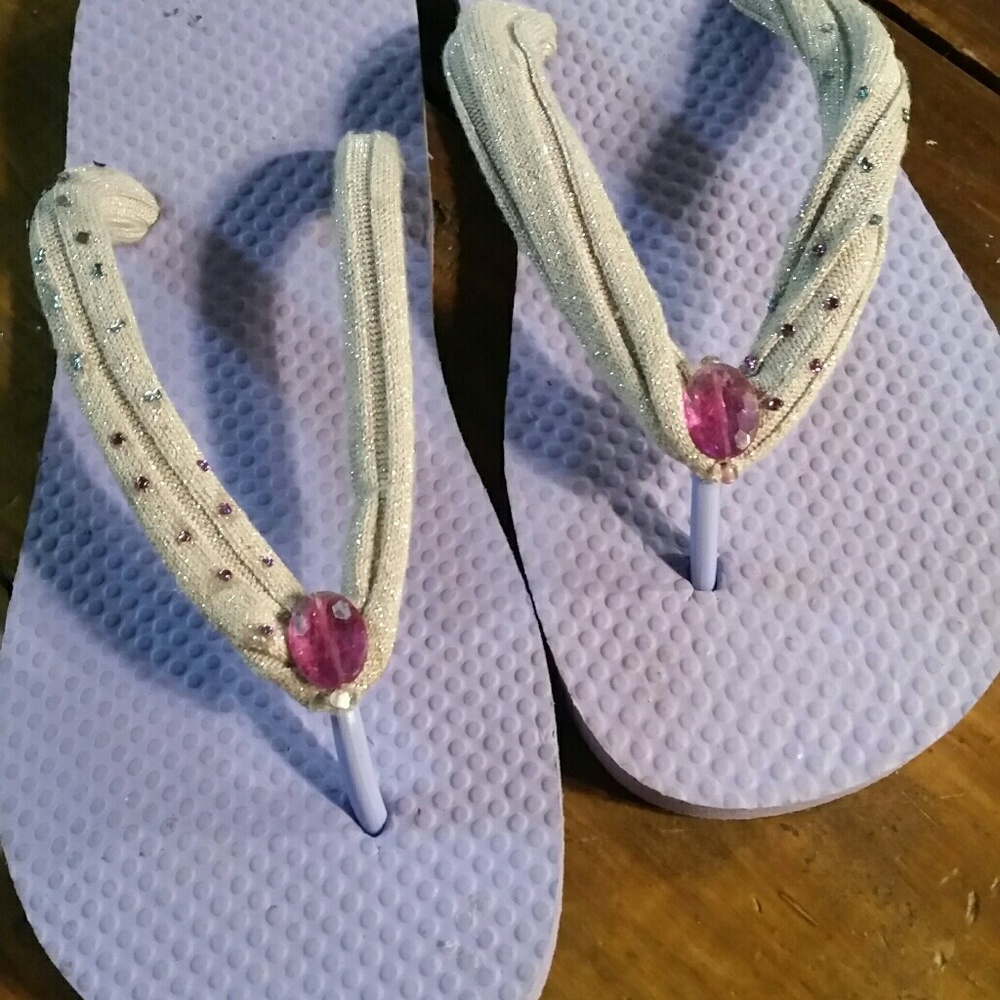 Purple Embellished Flip-Flops
