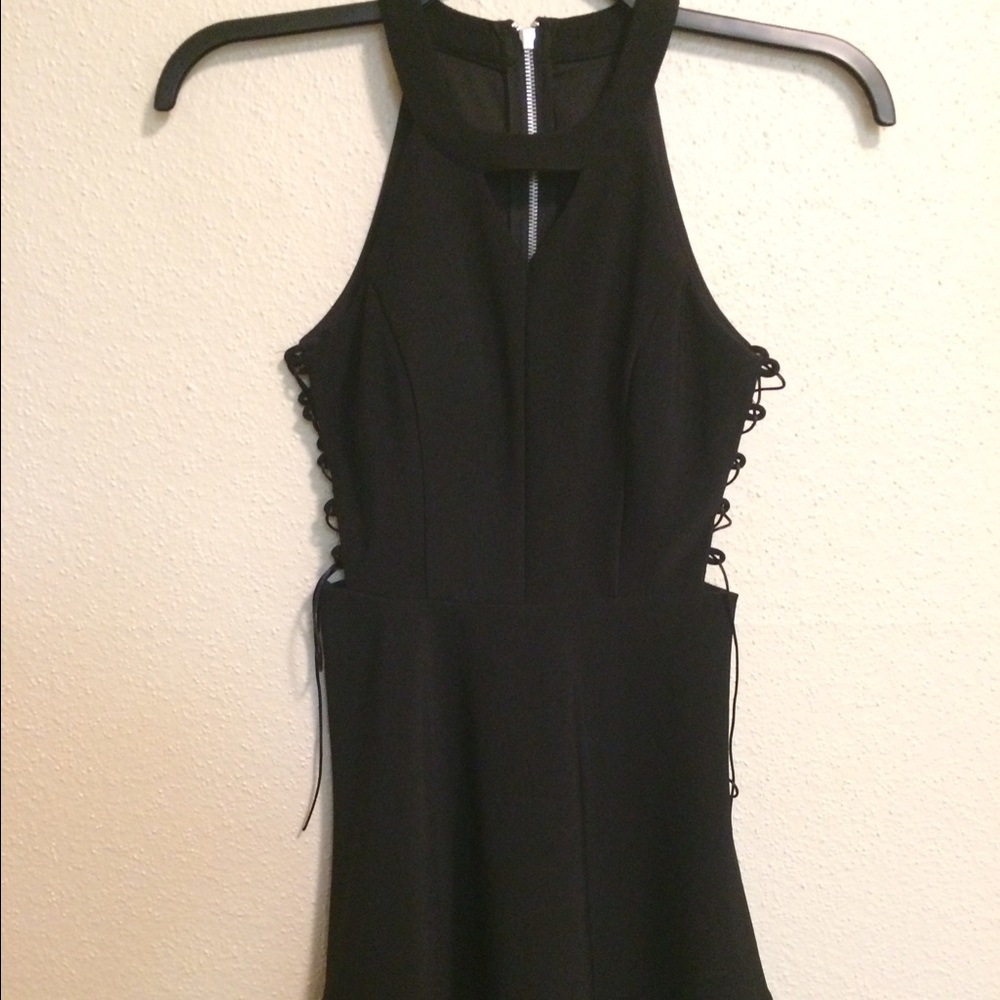 Side lace up little black dress