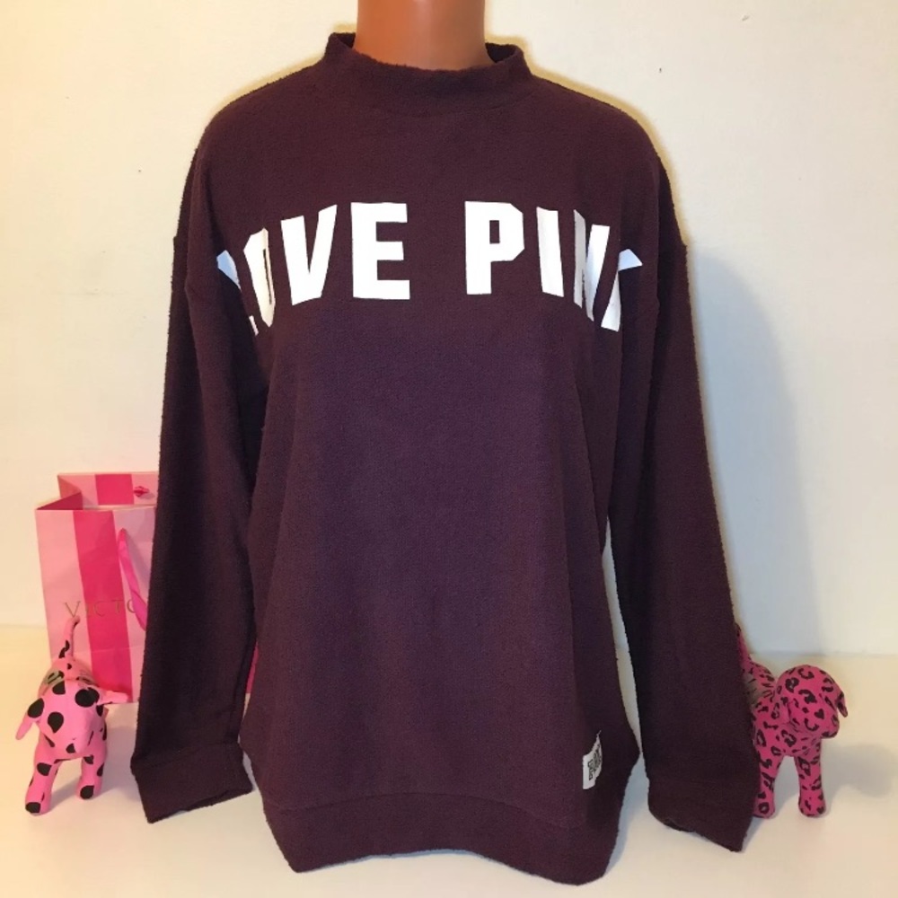 NEW PINK VS MOCK NECK LOGO SWEATSHIRT