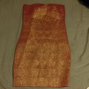 Rose gold shimmer bandage dress