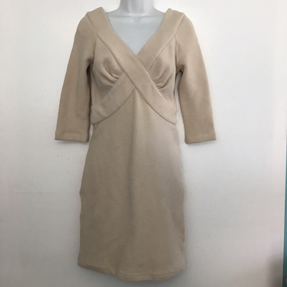 Fletcher by lyell tan ribbed knit low back dress
