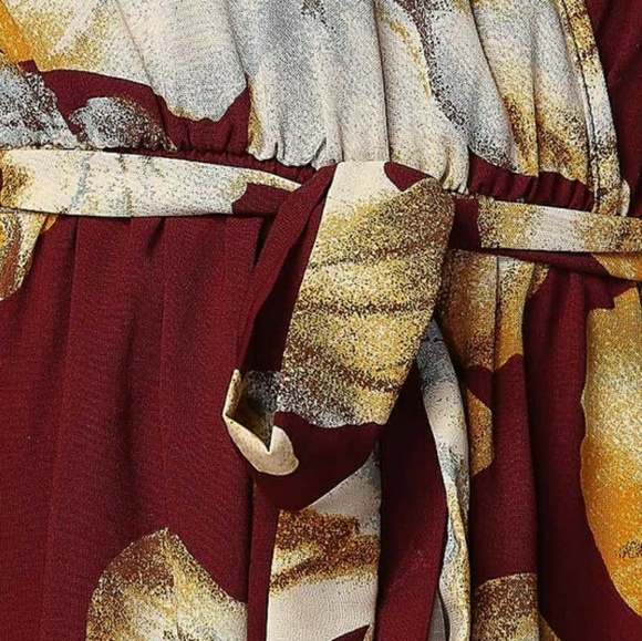 Burgundy Floral Romper - Picture 4 of 4