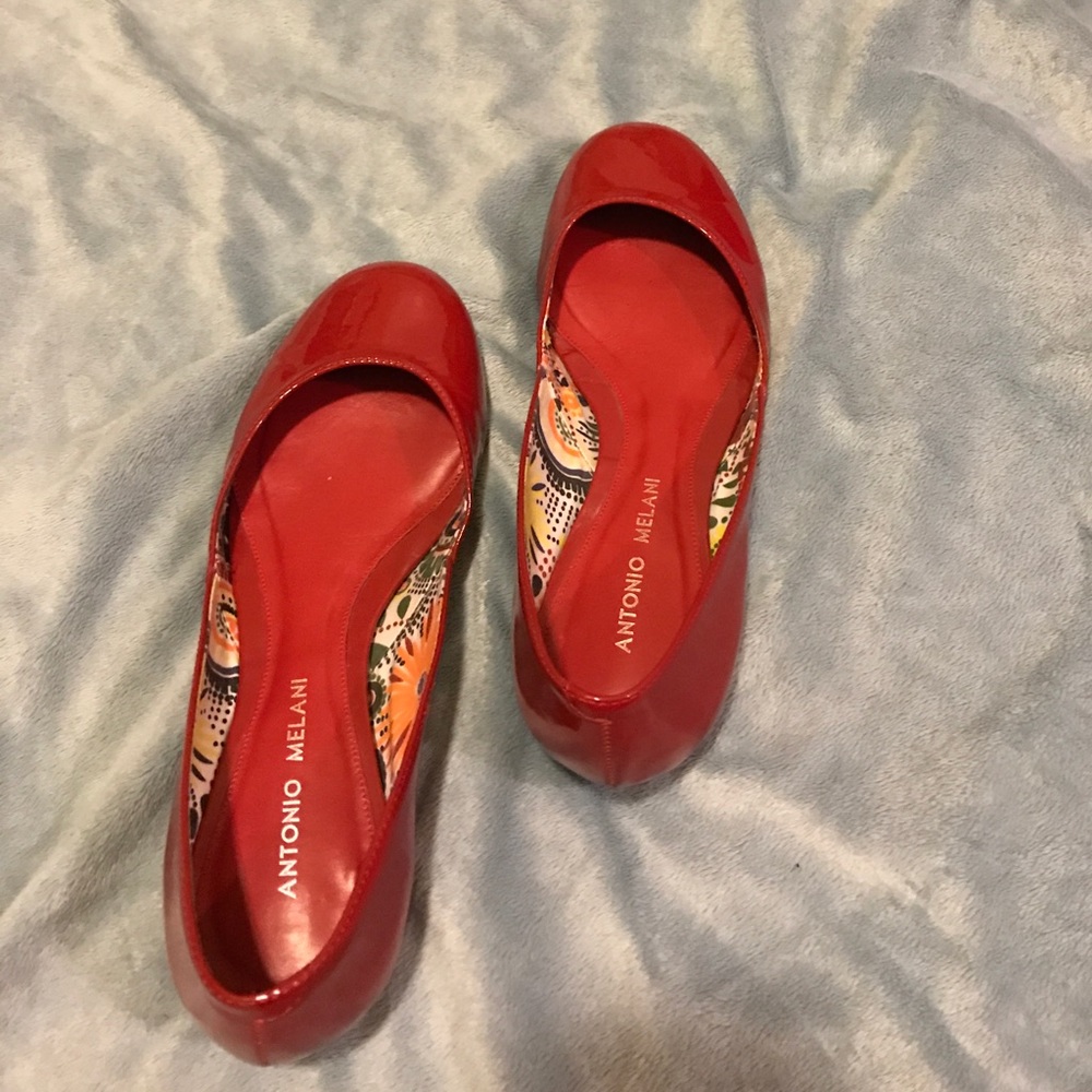Patent red ballet flats