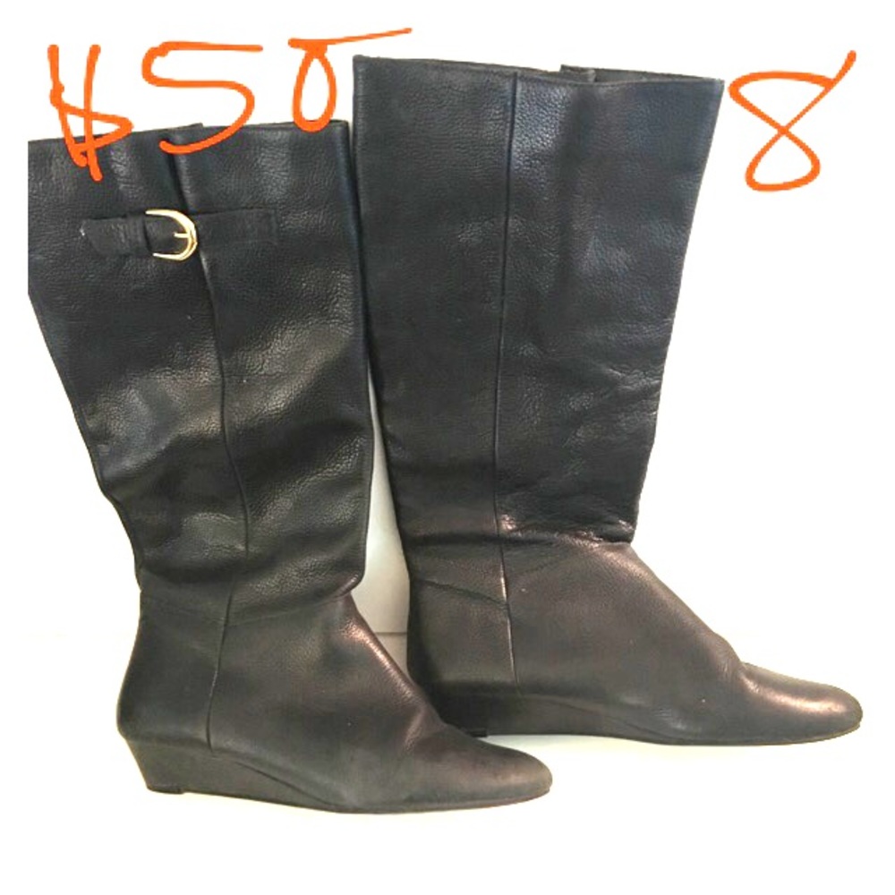 Steven black Intyce wedge boot