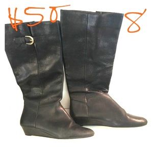 Steven black Intyce wedge boot