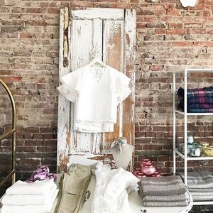 NWOT English Factory White Flutter Sleeve Blouse