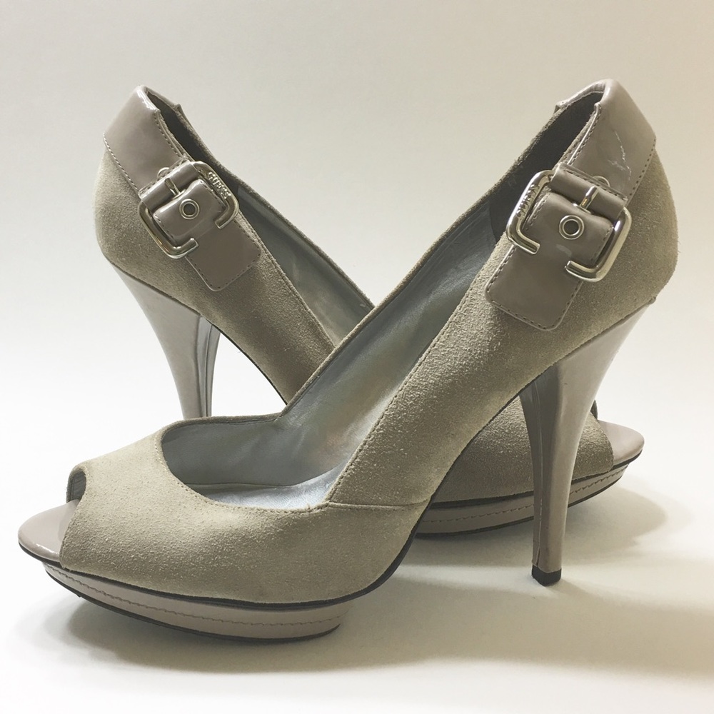 Grey leather/suede Guess stilettos
