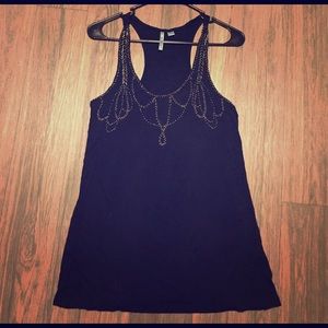Francesca's beaded tank. Size medium. Black