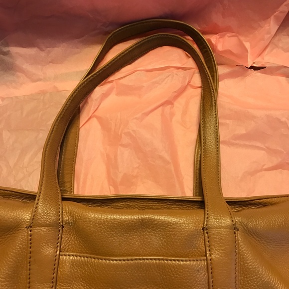 Tory Burch Plaque Tote Tan Leather Handbag - Picture 3 of 5