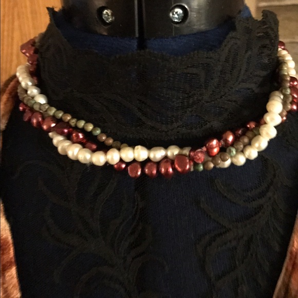 Turquoise, Pearl, Navajo Sterling-Bead Necklace - Picture 2 of 8