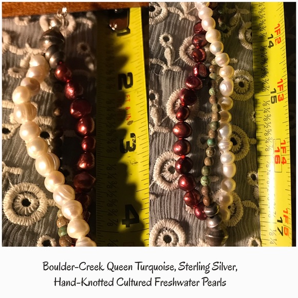 Turquoise, Pearl, Navajo Sterling-Bead Necklace - Picture 6 of 8