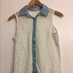 Kirra white lace button up from pacsun