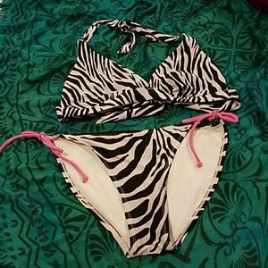 Gray & Pink Zebra Print Bikini, Victoria's Secret