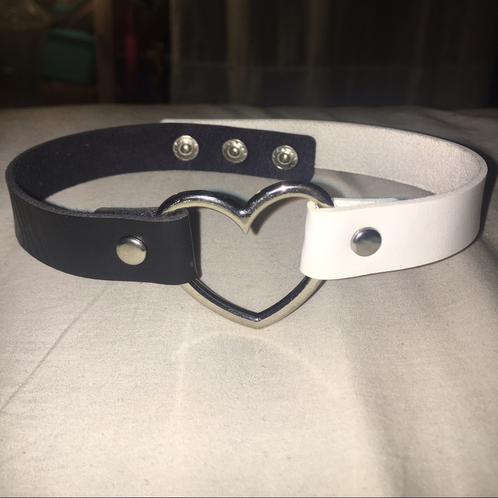 Faux Leather Heart Choker