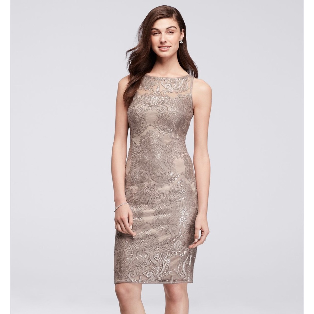 💜 Adrianne Papell baroque lace sequin dress - Picture 1 of 5