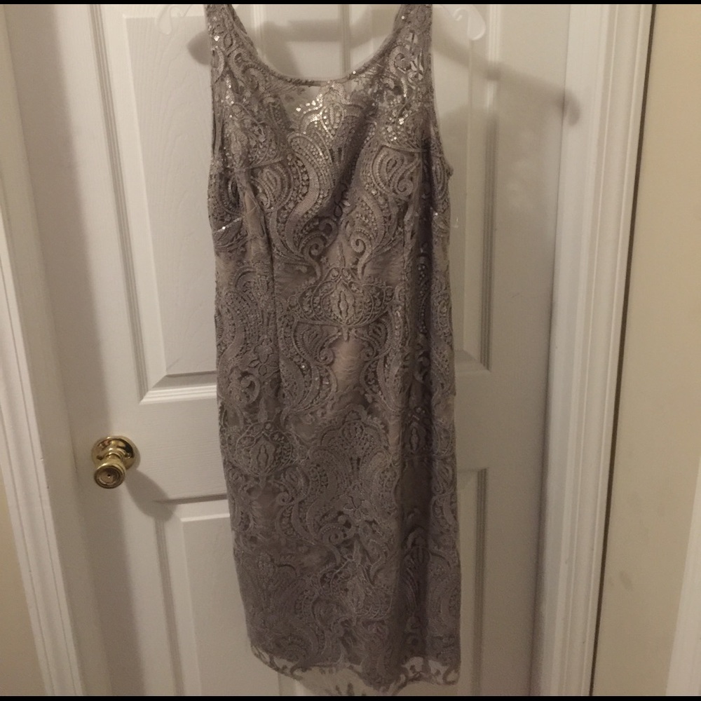 💜 Adrianne Papell baroque lace sequin dress - Picture 4 of 5