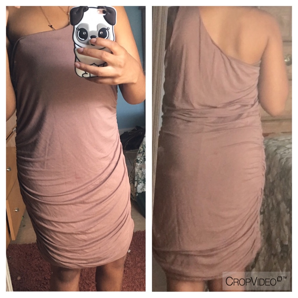 Brown strapless dress