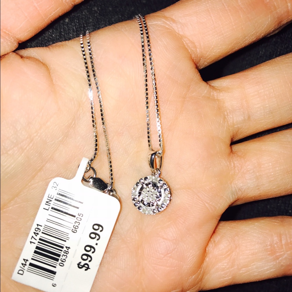 Italian Sterling Silver w/ diamond pendant