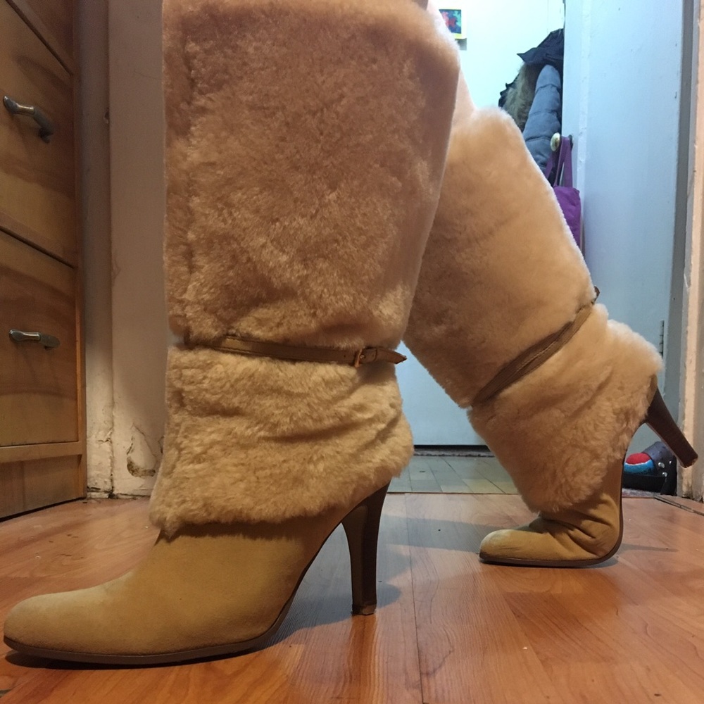 Ralph Lauren Suede and Fur to the knee heels.