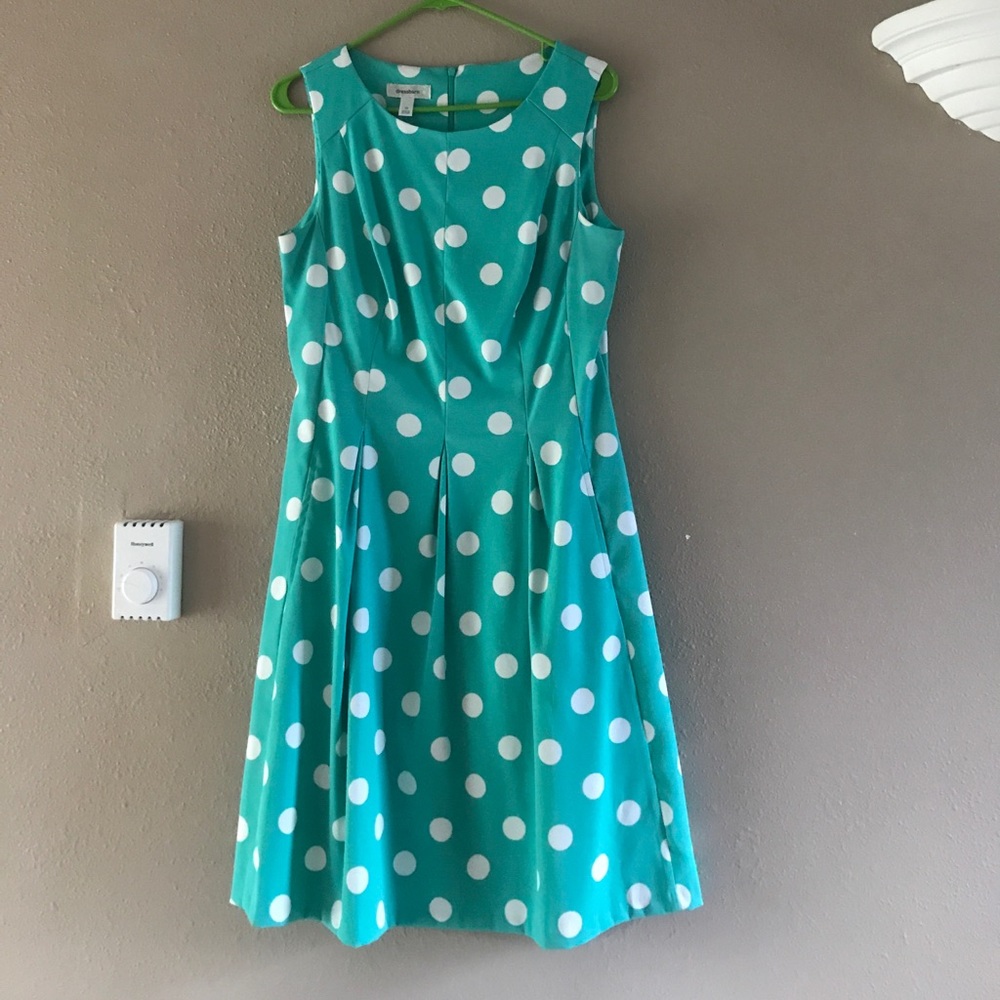 Green large polka dot dress