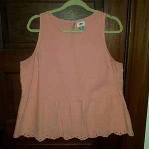 Pink eyelet peplum top