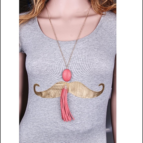!HP! Boutique BOHO deep coral tassel necklace!! - Picture 2 of 5