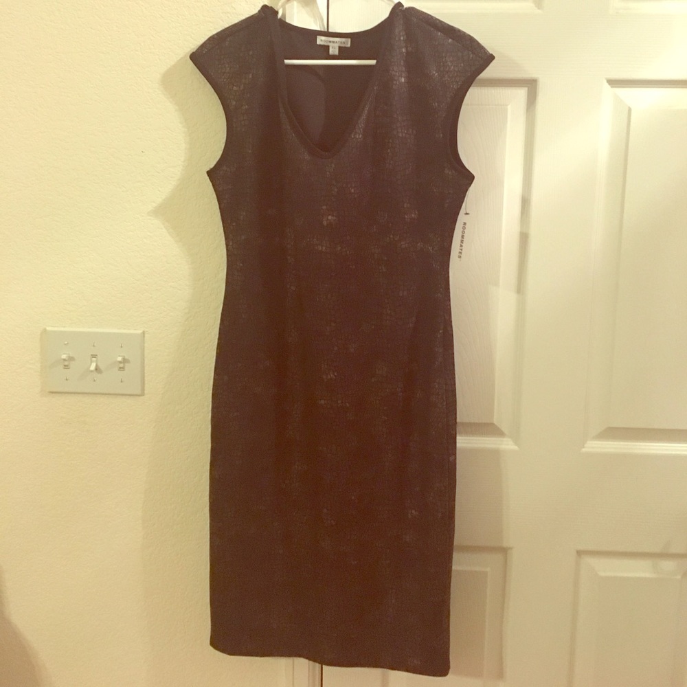 Black and Brown Faux Snakeskin Dress
