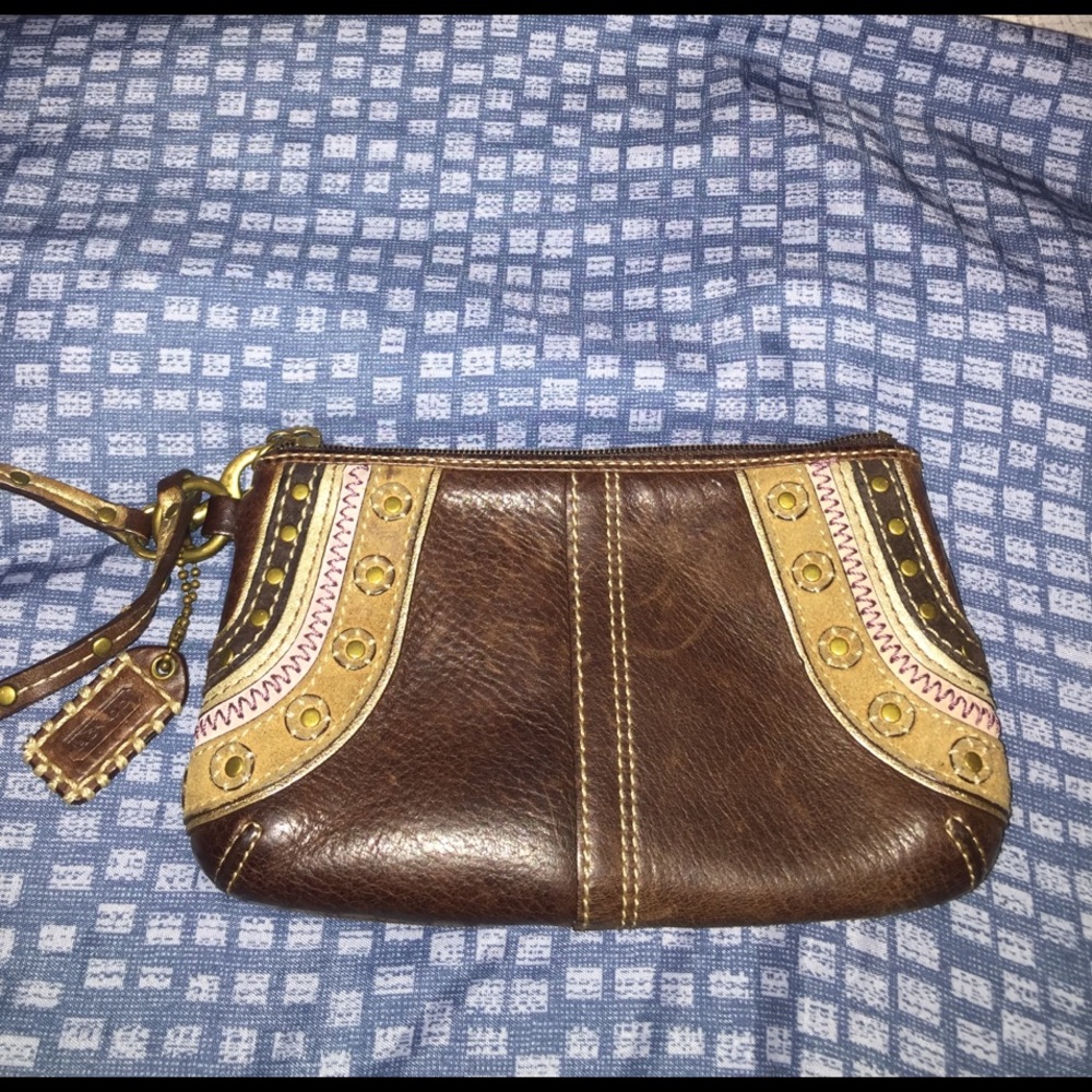 Authentic Coach Brown Leather wristlet