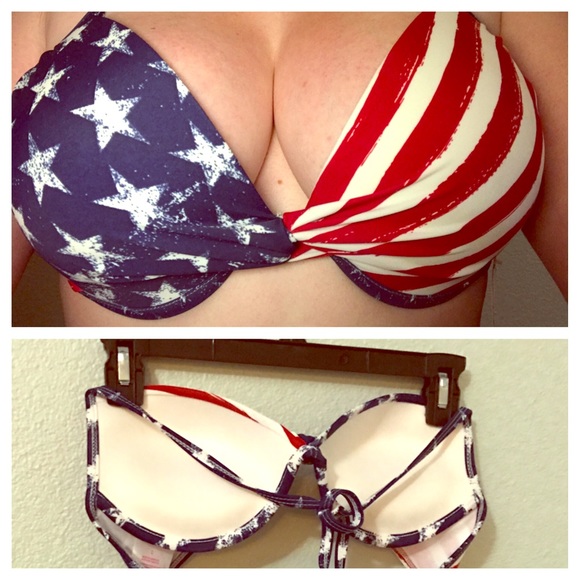 SALE NWT American Flag Padded Bikini Top - Picture 2 of 8