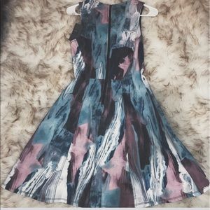 Marble Pattern Midi Skater Dress