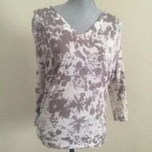Anthropologie Postmark Gray White Floral Blouse