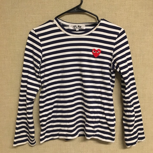 Comme des Garcons Tops - Comme des Garcons Navy Striped Long Sleeve