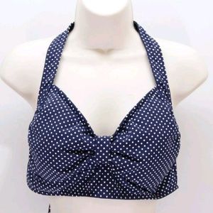 Lands End Polka Dot Pinup Girl Tie Bikini Top
