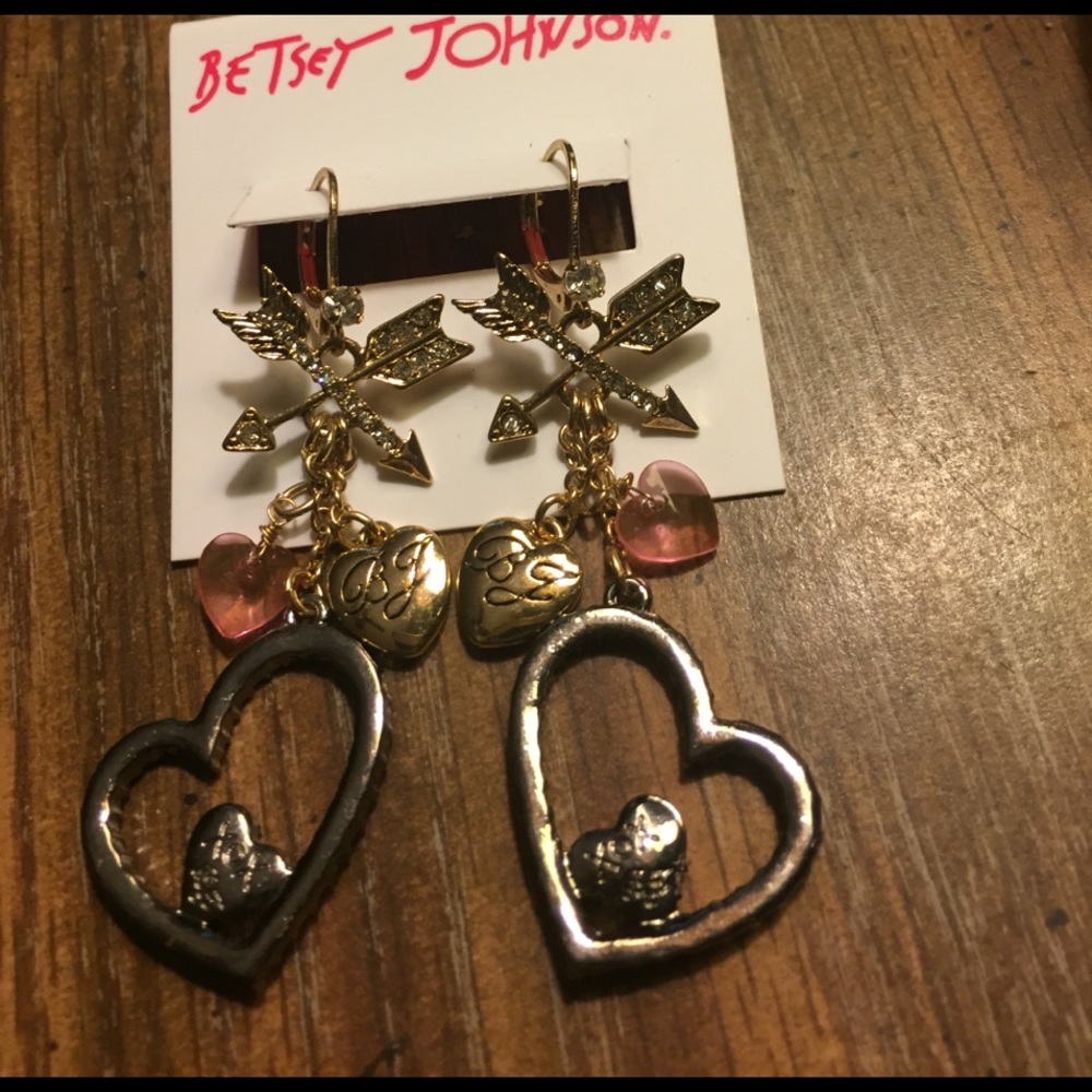 Betsey Johnson bow and arrow , black hearts