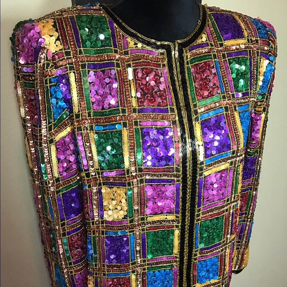 🚫SOLD🚫 Vintage Spring Dynasty Sequin Blazer - Picture 2 of 6
